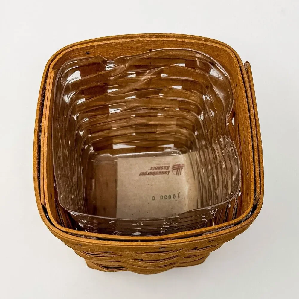 1996 Longaberger Flower Basket w Plastic Protector Handmade USA